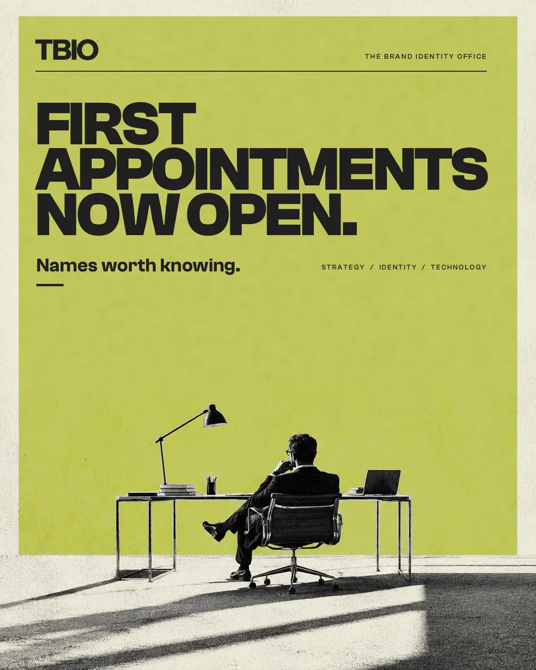 Citron poster: FIRST APPOINTMENTS NOW OPEN, with a man at a desk.
